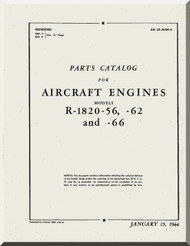 Wright R-1820 -56 -62 -66  Cyclone Aircraft Engine Parts Manual  ( English Language ) 