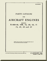Wright R-1820 -40 -40B -54 -60 -65 -71 -73 -87 -95 -97 Cyclone Aircraft Engine Parts Catalog Manual  ( English Language )