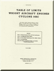 Wright R-1820 Cyclone 9HC  Aircraft Engine Table of Limits  Manual  ( English Language ) 