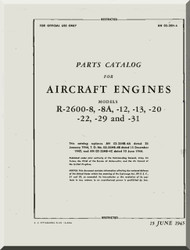 Wright R-2600 -8 -8A -12 -13 -20 -22 -29 -31    Aircraft Engine Parts Catalog Manual  ( English Language ) 
