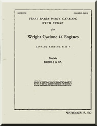 Wright R-2600 -8 -8A Aircraft Engine Parts Catalog Manual  ( English Language ) 