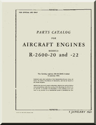 Wright R-2600 -20 -22 Aircraft Engine Parts Manual - 1945