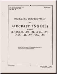 Wright R-3350  - 18 -19 -21 -23A -35 -35A -41 -57 -57A -59  Aircraft Engine Overhaul instructions  Manual  ( English Language ) 
