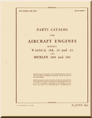 Rolls Royce Packard Merlin V-1650 -9 -11 -21 Aircraft Engine Parts Manual - 02-55AD-4 - 1945