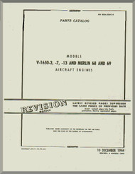 Rolls Royce Packard Merlin V-1650 -3 -7 -13 Aircraft Engine Parts Manual 02A-55AC-4 - 1942