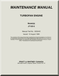 Pratt & Whitney JT15D-5 Aircraft Engine Maintenance Manual - 1983