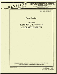 Pratt & Whitney R-985 AN-1 -3 -6 -12 Aircraft Engine Parts Manual