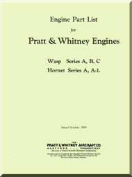Pratt & Whitney R-1690 Wasp A B C  Hornet  A A-1  Aircraft Engine Illustrated Parts Catalog  Manual