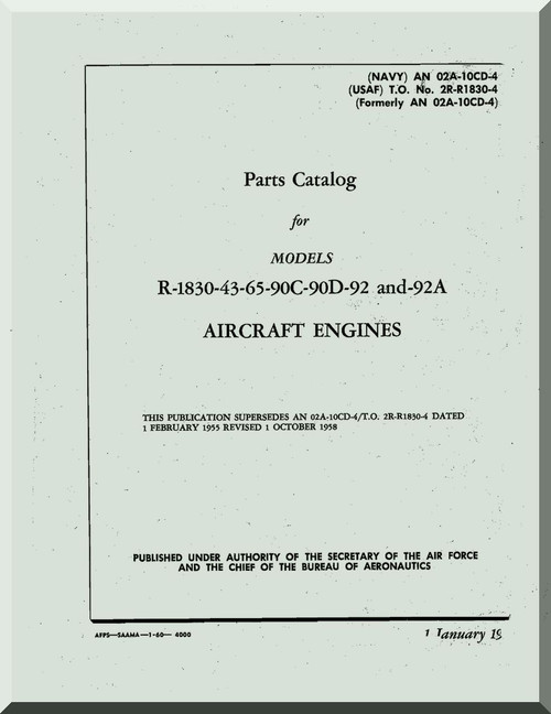  Pratt & Whitney R-1830  Aircraft Engines Parts Catalog Manual