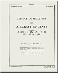 Pratt & Whitney R-1830 -35 -45 -47 -49 -51 -53 -57 -82 -92  Aircraft Engine Service Instructions  Manual  