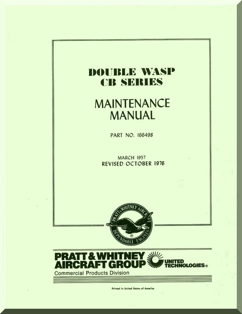 Pratt & Whitney R-2800 CB Aircraft Engine Maintenance Manual -1976