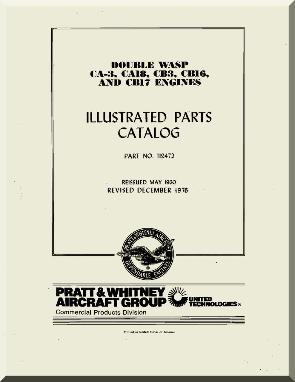 Pratt & Whitney R2800 CA3, CA18, CB3, CB16 and CB17 Aircraft Engine