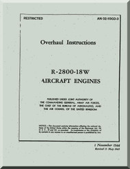 Pratt & Whitney R-2800 18 W  Aircraft Engine Overhaul Instructions  Manual 