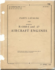 Pratt & Whitney R-4360 -4 and -27   Aircraft Engine Parts Catalog Manual  