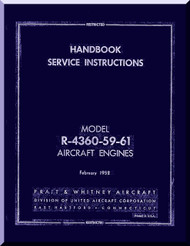 Pratt & Whitney R-4360 -59B -65  Aircraft Engine Handbook Service Instructions  Manual 