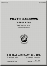 Douglas BTD-1 Aircraft Pilot's Handbook  Manual  , 1944