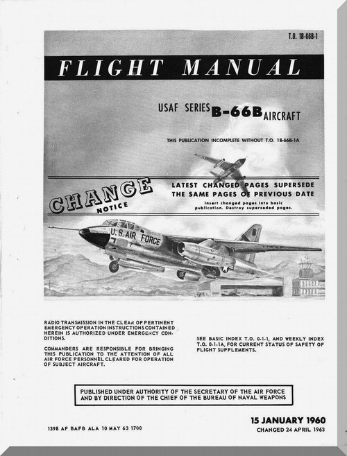 Douglas EB-66B, RB-66B & EB-66C , WB-66D & EB-66E Aircraft Flight  Manual   ,  T.O. 1B-66-1