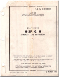 Sikorsky  H-5 F G H  Helicopter Handbook List Of Applicable Publications Instructions AN 01-23OHBA-01