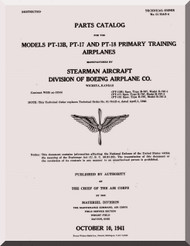 Stearman Aircraft Parts Catalog  for Army Model  P-13B, -17 and -18  Airplane  Manual   T.O. 01-70AB-4,  1941