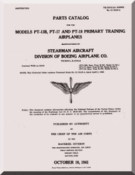 Stearman Parts Catalog  for Army Model  P-13B, -17 and -18  Airplane  Manual   T.O. 01-70AB-4,  1941 -