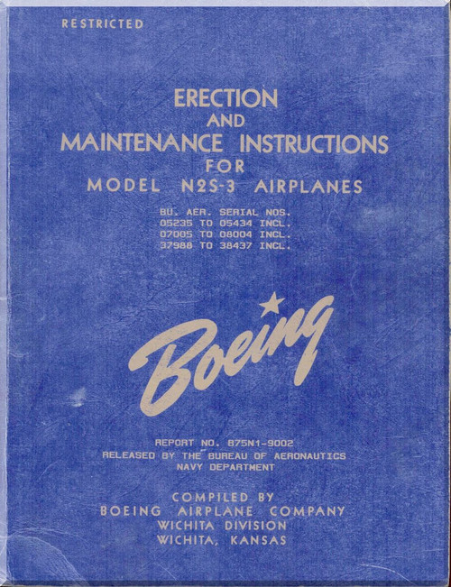 Stearman  Aircraft Erection and Maintenance  Manual  N2S-3  Airplane  Manual   B75N1-9002
