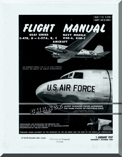 Douglas C-47 B C-117 A, B, C   Aircraft Flight   Manual  T.O 1C-47B-1, 1957