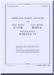 Douglas C-47B  R4D-6  Aircraft Parts Catalog Manual  AN. 01-40NC-4C ,  1945