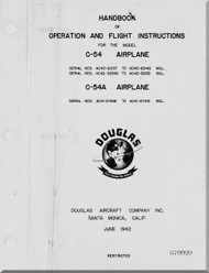 Douglas C-54  C-54 A Aircraft Flight  and Operation Instructions Manual - 1942