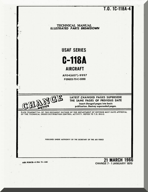 Douglas C-118 A Aircraft Parts Manual - 1C-118A-4 -1966