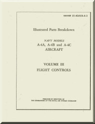 Mc Donnell Douglas A-4A  B C   Aircraft Illustrated Parts Breakdown Manual - Volume III Flight Controls -  NAVAIR 01-40AVA-4-3  , 1966