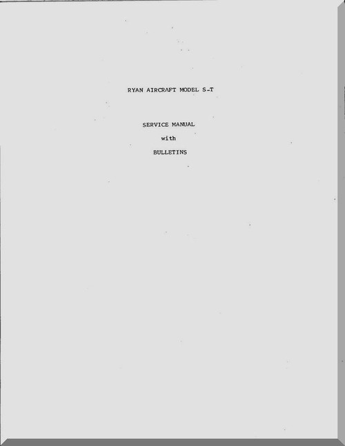 Ryan S-T Airplane Service  Manual  with Bulletins
