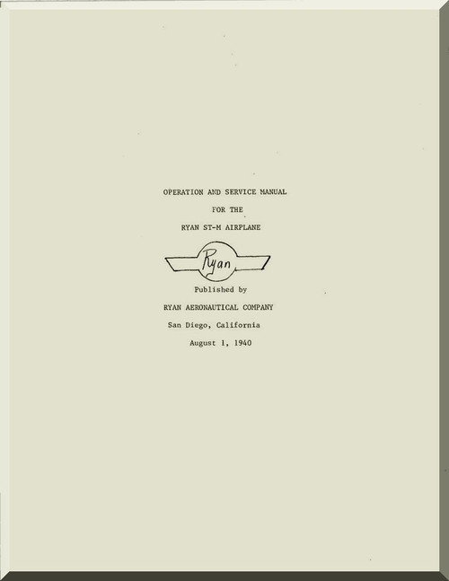 Ryan ST-M   Airplane Operation and Service Manual