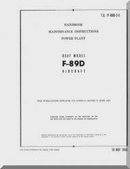 Northrop F-89 D   Aircraft Maintenance Instructions - Power Plant    Manual  A.N 1F-89D-2-5 , 1955