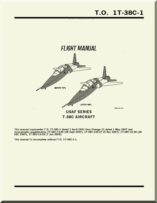Northrop T-38 C Aircraft Flight  Manual T.O . 1T-38C-1