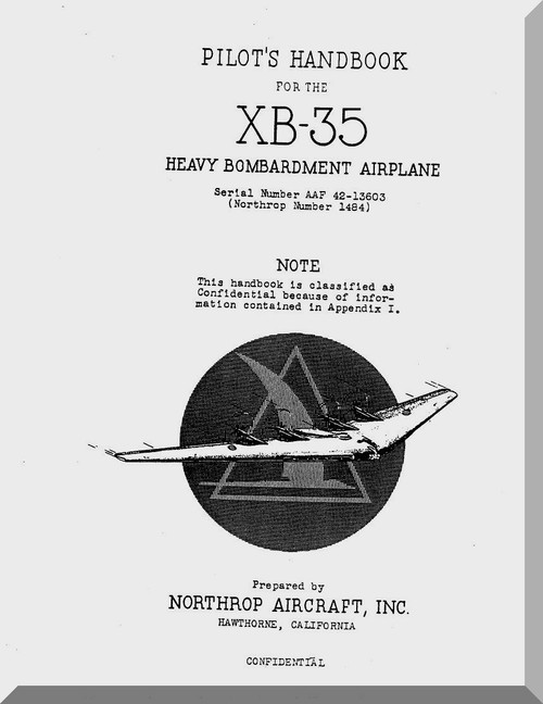Northrop XB-35  Aircraft Pilot's Handbook  Manual -  AN AAF 42-13603