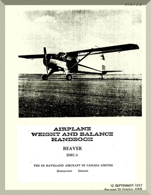De Havilland DHC-2 Beaver Aircraft Weight and Balance Handbook Manual