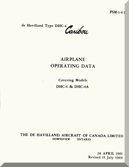 De Havilland DHC-4 Caribou Aircraft Operating Manual - 1-4-1 - 1961