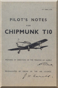 De Havilland Chipmunk T10 Aircraft Pilot's Notes Manual AP 4308A