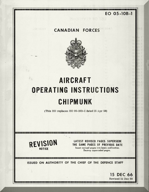 De Havilland DHC-1 Chipmunk Aircraft Operating Manual - EO 05-10B-1 - 1966