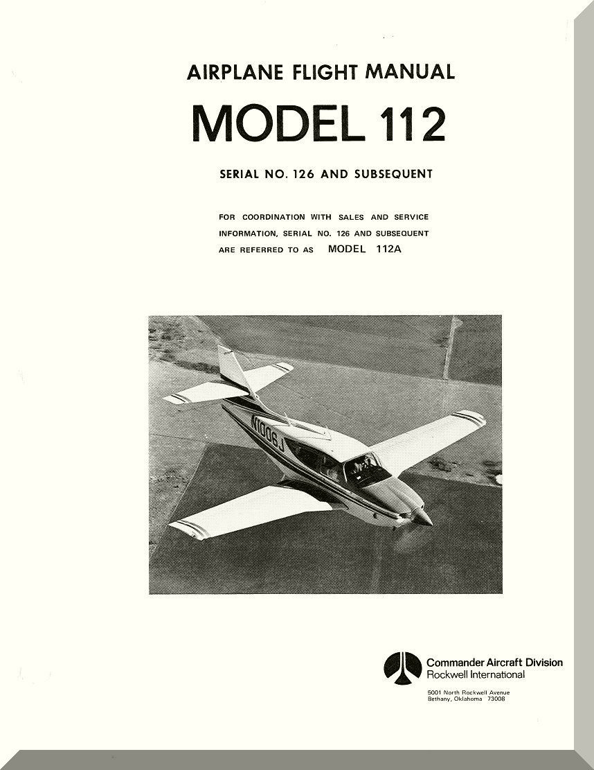 Aero Commander 112 A Aircraft Flight Manual - 1977. Price: $14.85. Image 1