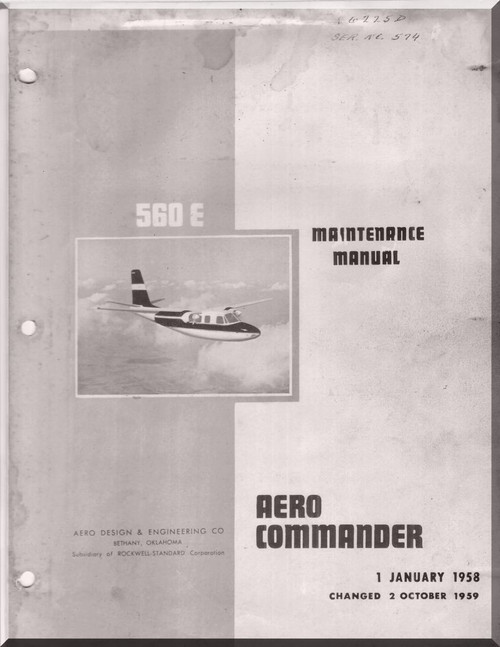 Aero Commander 560 E  Aircraft Maintenance Manual - 1960