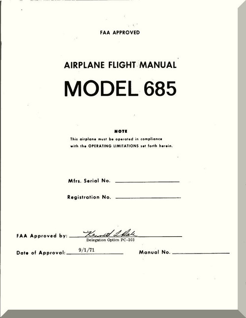 Aero Commander 685  Aircraft Flight Manual , 1971