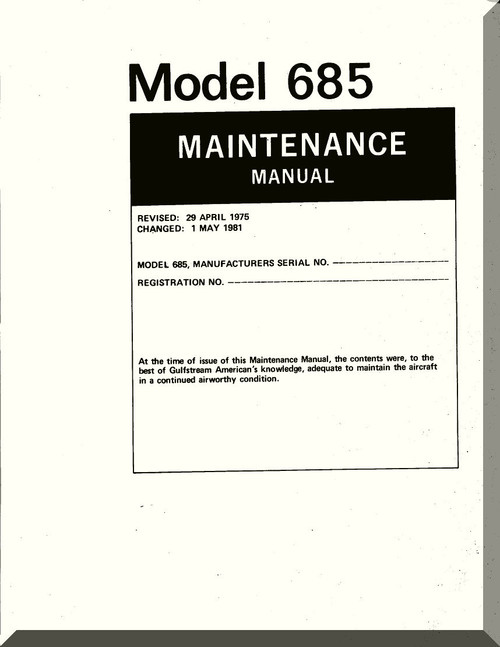 Aero Commander 685  Aircraft Maintenance Manual , 1975