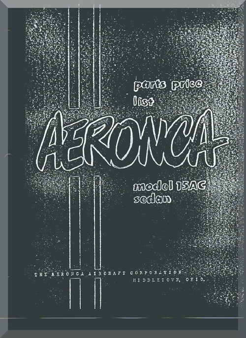Aeronca 15  AC   Aircraft Parts Price List  Manual