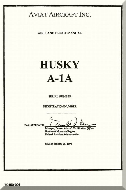 Aviat Husky A-1A Aircraft Airplane Flight  Manual