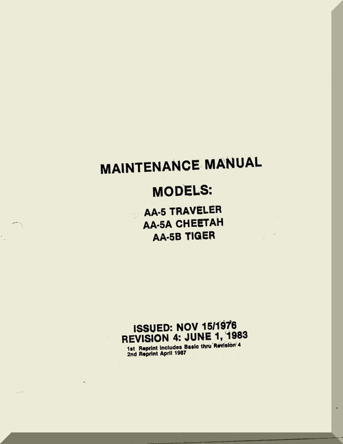 Grumman American AA-5 Traveller AA-5A Cheetah, AA-5B Tiger  Aircraft Maintenance  Manual  1983
