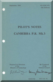 English Electric Canberra P.R. Mk.3 Aircraft Pilot's Notes Manual AP 4326C