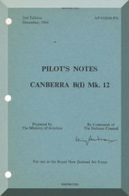 English Electric Canberra B Mk.12  Aircraft  Pilot's Notes Manual  AP 4326M