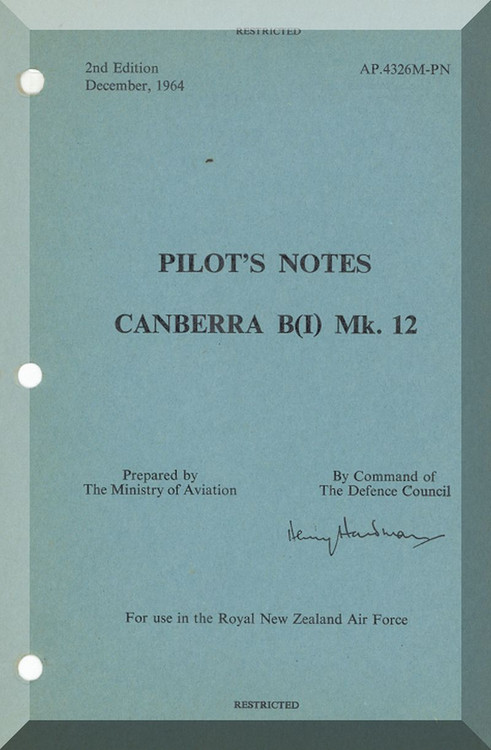 English Electric Canberra B Mk.12  Aircraft  Pilot's Notes Manual  AP 4326M