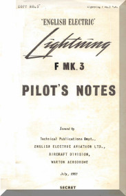 English Electric Lighting F Mk. 3 Aircraft Pilot's Notes Manual